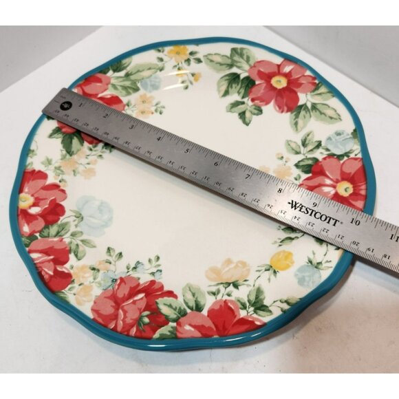 Pioneer Woman Vintage Floral Teal Replacement Stoneware Dinner Plate 10 1/2" - Picture 7 of 7